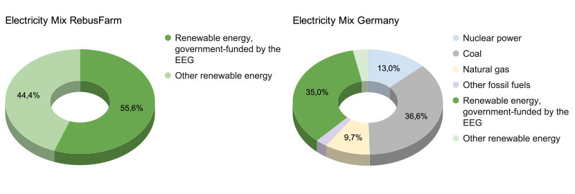 Mix énergétique RebusFarm | Diagramme du mix énergétique de RebusFarm